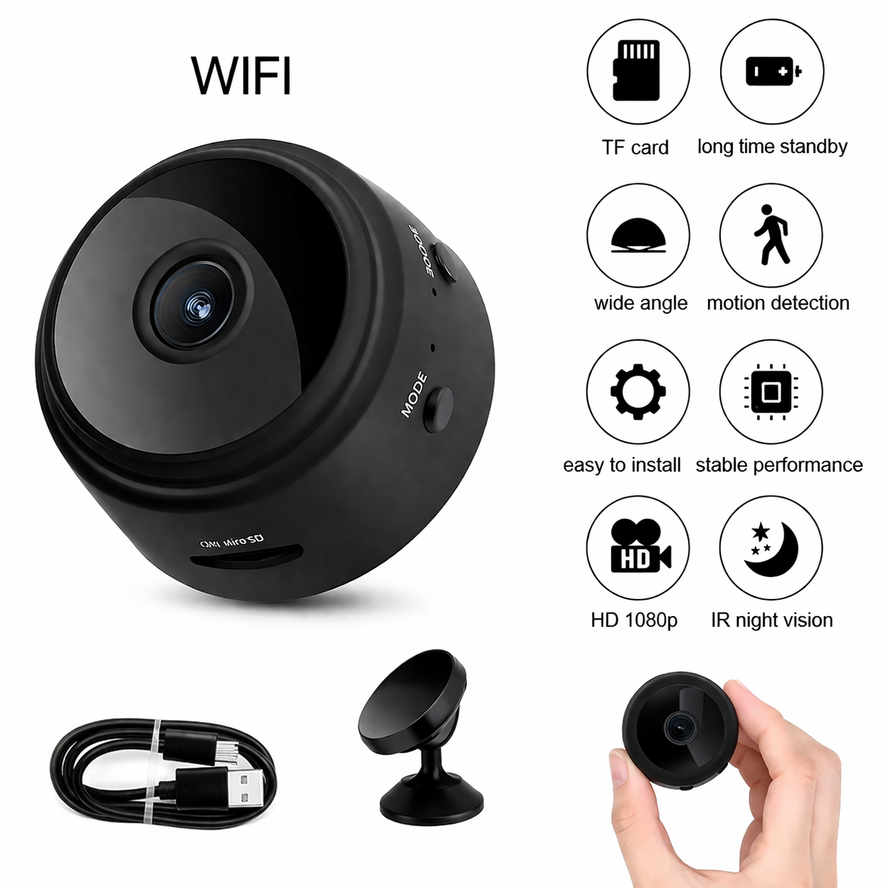 Mini WiFi Camera HD 1080P Night Vision - Marcado Cart