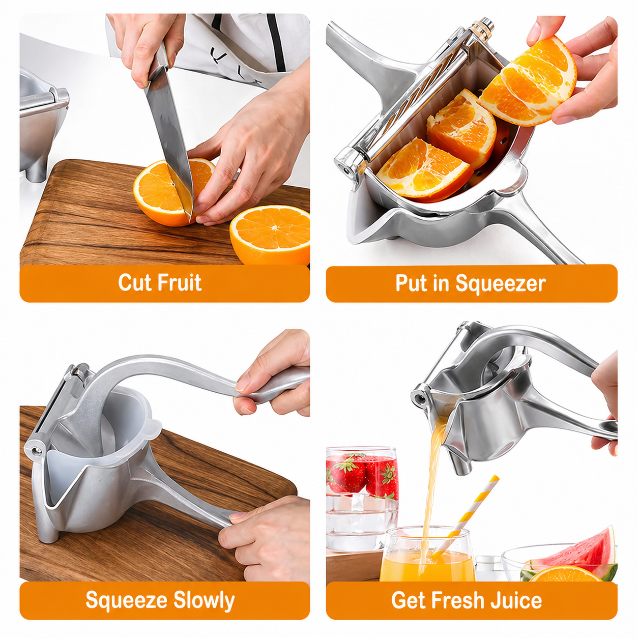 Stainless Steel Lemon Orange Clip Handheld FruJuicer it | Durable Manual Portable Juicer  | Kitchen & Baby Fruit Squeezer