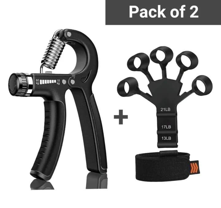 : Black Hand & Finger Grippers Pack of 2 for Strength Training