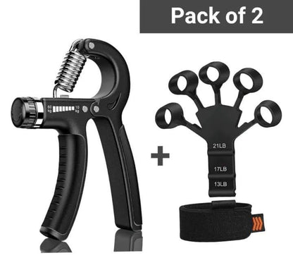 : Black Hand & Finger Grippers Pack of 2 for Strength Training
