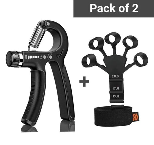 : Black Hand & Finger Grippers Pack of 2 for Strength Training