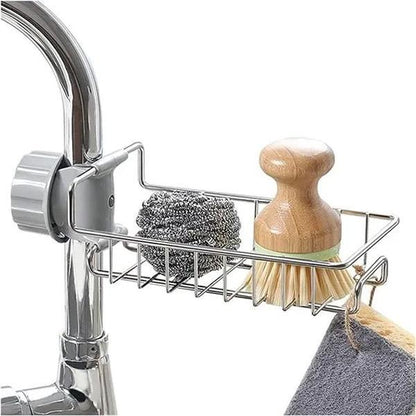 : Stainless Steel Sink Basket with Sponge Holder