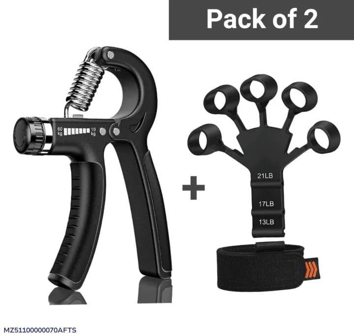 : Black Hand & Finger Grippers Pack of 2 for Strength Training