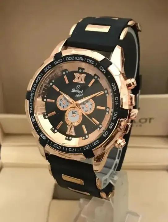 Men's Black Rubber Chronograph Watch Imported Quality