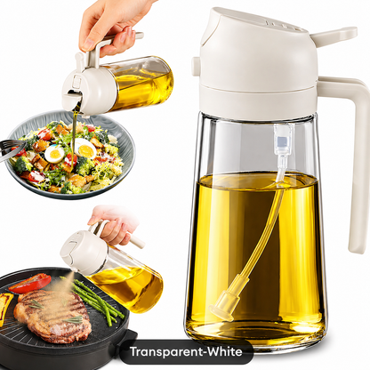 470ml Kitchen Glass Oil Sprayer Bottle | 2‑in‑1 Olive Oil Dispenser | Transparent Premium Quality ( Random Colour)